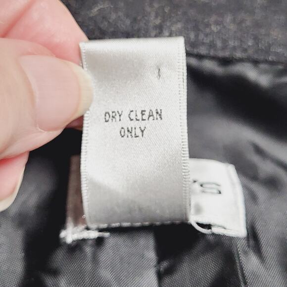 Chico's Recycled Wool Embroidered Pleated High Neck Charcoal Gray Blazer Size L - Picture 11 of 12